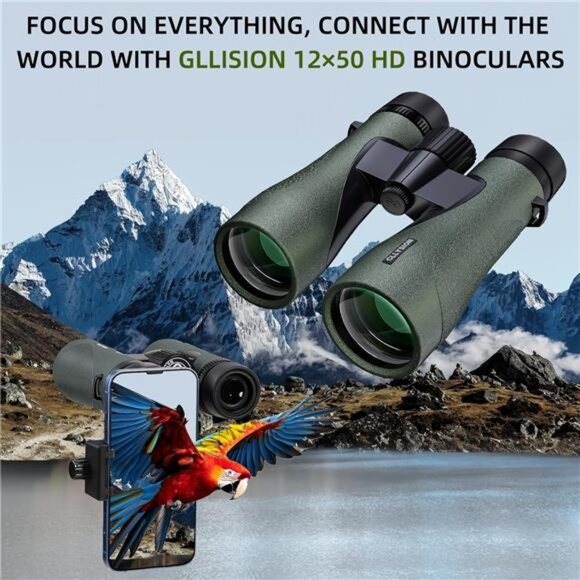 12X50 Professional HD Binoculars for Adults with Phone Adapter, High Power - Picture 2 of 6